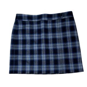 LOFT Blue and Black Plaid Mini Skirt Size 8